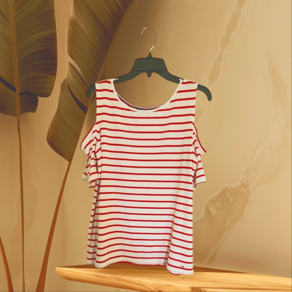 Tommy Hilfiger Cold Shoulder Short Sleeve Top